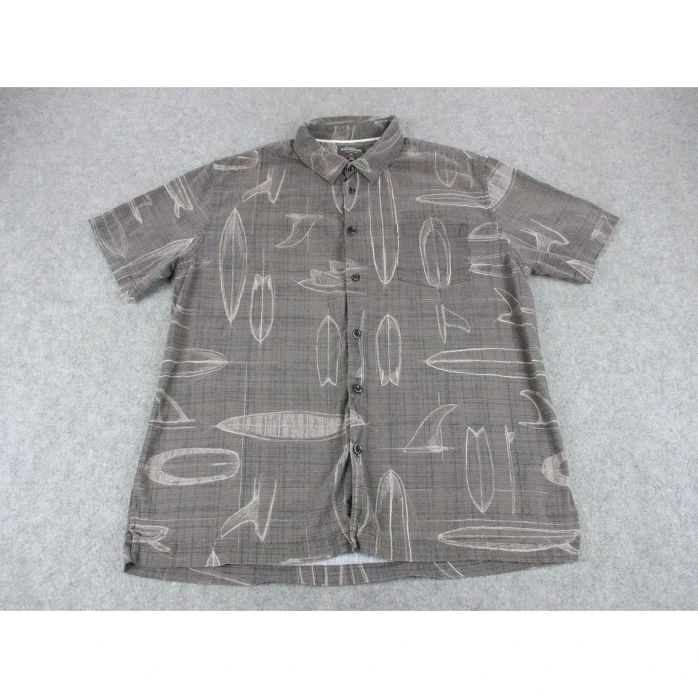 Quiksilver Shirt Mens Extra Large Gray Waterman Collection Surfboard Viscose